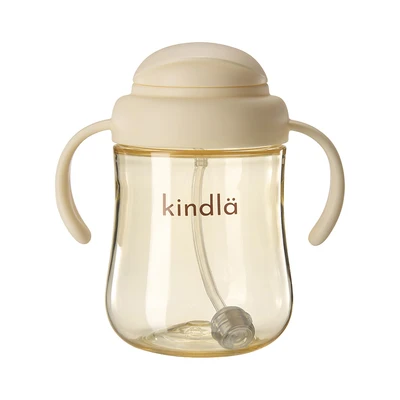 Gambar Kindla Botol Minum Training Anak Dengan Sedotan PPSU 300 ml - Putih Vanilla