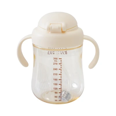 Gambar Kindla Botol Minum Training Anak Dengan Sedotan PPSU 300 ml - Putih Vanilla