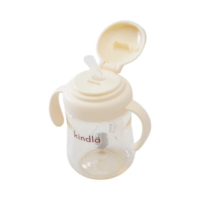 Gambar Kindla Botol Minum Training Anak Dengan Sedotan PPSU 300 ml - Putih Vanilla