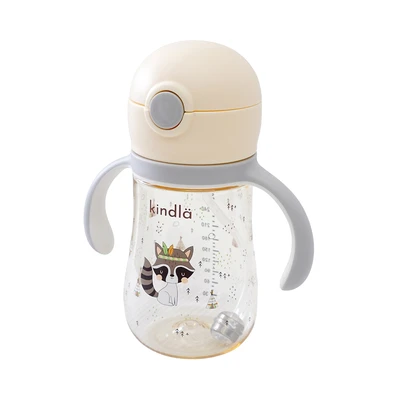 Gambar Kindla Botol Minum Anak Dengan Sedotan & Push Cap PPSU 300 ml - Putih Vanilla