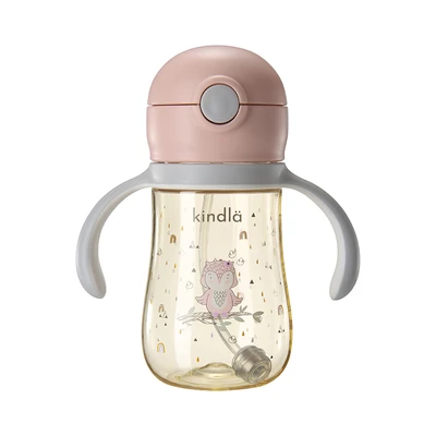 Gambar Kindla Botol Minum Anak Dengan Sedotan & Push Cap PPSU 300 ml - Pink