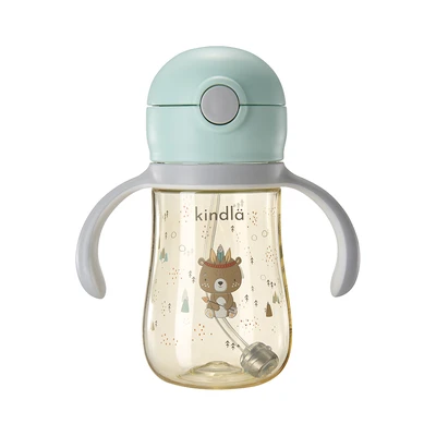 Gambar Kindla Botol Minum Anak Dengan Sedotan & Push Cap PPSU 300 ml - Biru