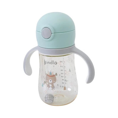 Gambar Kindla Botol Minum Anak Dengan Sedotan & Push Cap PPSU 300 ml - Biru