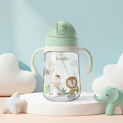 Gambar Kindla Botol Minum Anak Dengan Sedotan & Lift Cap Tritan 360 ml - Hijau