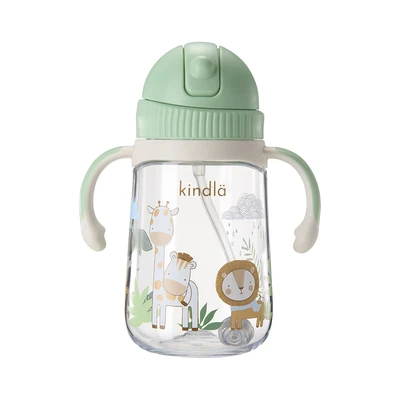 Gambar Kindla Botol Minum Anak Dengan Sedotan & Lift Cap Tritan 360 ml - Hijau