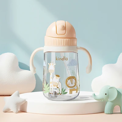 Gambar Kindla Botol Minum Anak Dengan Sedotan & Lift Cap Tritan 360 ml - Peach
