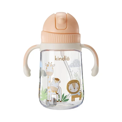 Gambar Kindla Botol Minum Anak Dengan Sedotan & Lift Cap Tritan 360 ml - Peach