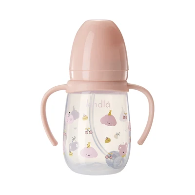 Gambar Kindla Botol Minum Anak Dengan Sedotan Plastik PP 240 ml - Pink