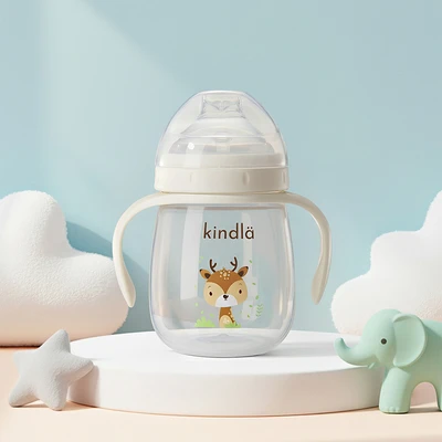 Gambar Kindla Botol Minum Training Bayi Dengan Dot Sippy Plastik PP Deer 240 ml - Krem Beige