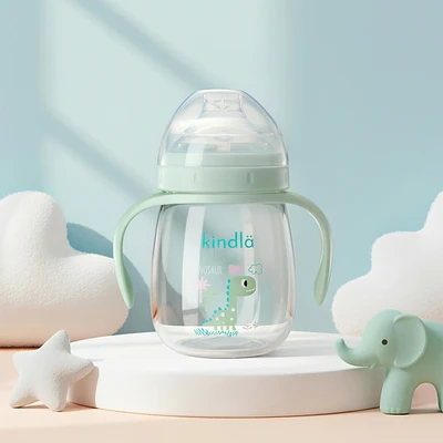Gambar Kindla Botol Minum Training Bayi Dengan Dot Sippy Plastik PP Dino 240 ml - Hijau