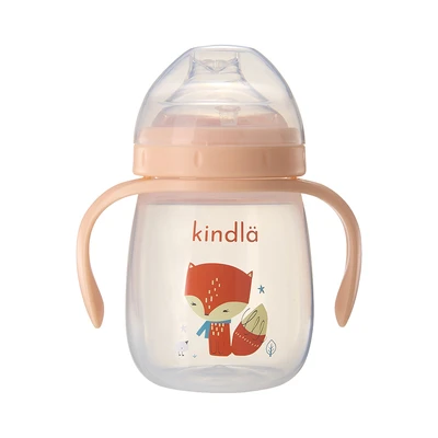 Gambar Kindla Botol Minum Training Bayi Dengan Dot Sippy Plastik PP Fox 240 ml - Peach