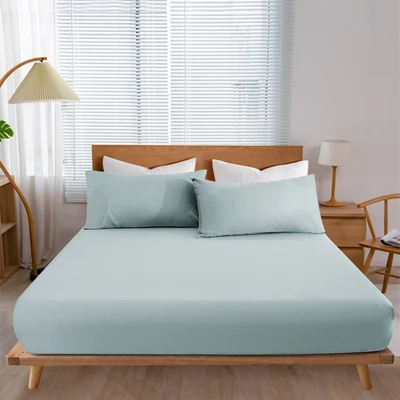 Gambar Informa 200x200 cm Seprai Super King Katun Fitted - Biru Muda