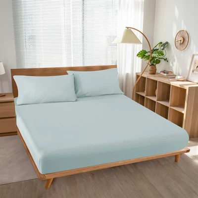 Gambar Informa 180x200 cm Seprai King Katun Fitted - Biru Muda