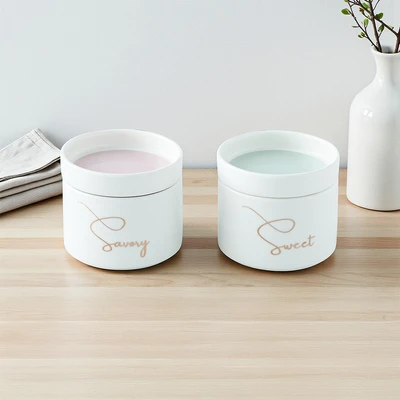 Gambar Appetite Set 2 pcs Neva Stoples Keramik Bone China Stackable - Putih