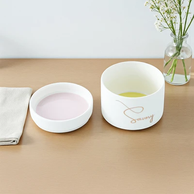 Gambar Appetite Set 2 pcs Neva Stoples Keramik Bone China Stackable - Putih