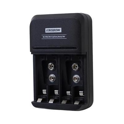 Gambar Krisbow Charger Baterai 4 Slot AA/AAA/9V - Hitam