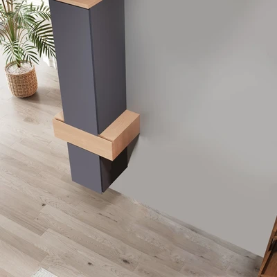 Gambar Acroz Amora Kabinet Samping Kamar Mandi PVC - Abu-Abu/Cokelat