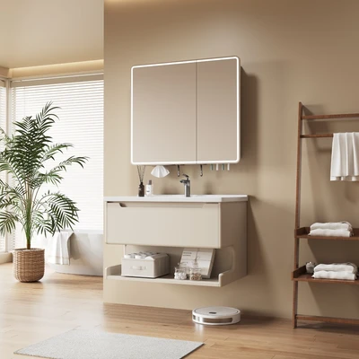 Gambar Acroz Cavana Set Kabinet Kamar Mandi PVC - Putih/Krem