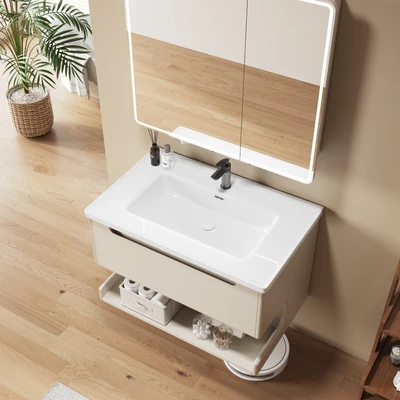 Gambar Acroz Cavana Set Kabinet Kamar Mandi PVC - Putih/Krem
