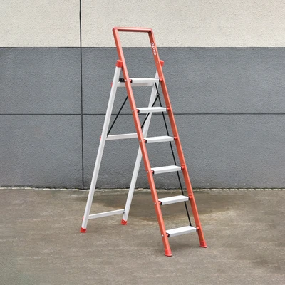 Gambar Azko 1.6 mtr Tangga Lipat Aluminium & Steel 6 Step Saving Save - Merah/Putih