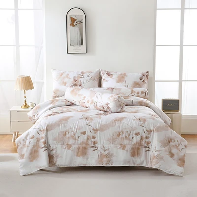 Gambar Sleeplite 160x200 cm Set 6 Pcs Seprai Queen Microfiber Flower Cotton