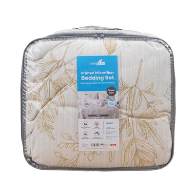 Gambar Sleeplite 160x200 cm Set 6 Pcs Seprai Queen Microfiber Flower Leaf