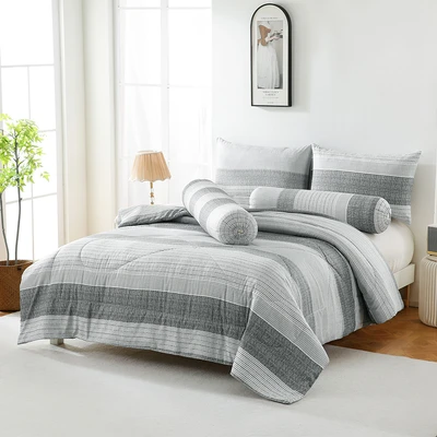 Gambar Sleeplite 180x200 cm Set 6 Pcs Seprai King Microfiber Stripe Luno