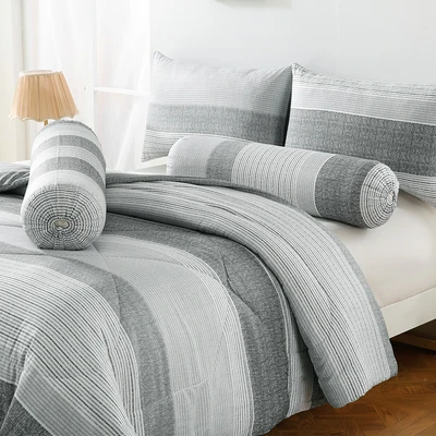 Gambar Sleeplite 180x200 cm Set 6 Pcs Seprai King Microfiber Stripe Luno