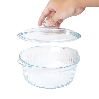 Gambar Appetite Alena Wadah Saji Casserole Kaca Round 1.6 Liter Transparan