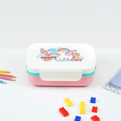 Gambar Appetite Sena Kotak Makan 6 Sekat Unicorn Set 4 pcs - Pink