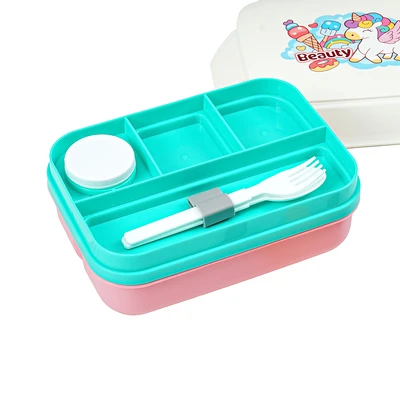 Gambar Appetite Sena Kotak Makan 6 Sekat Unicorn Set 4 pcs - Pink