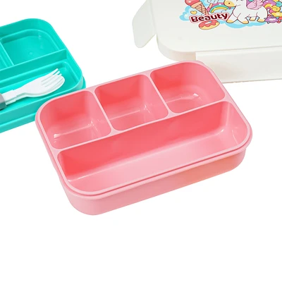 Gambar Appetite Sena Kotak Makan 6 Sekat Unicorn Set 4 pcs - Pink