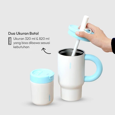 Gambar Appetite Grevan Botol Vacuum Flask Stainless Steel Set 2 pcs - Biru/Putih