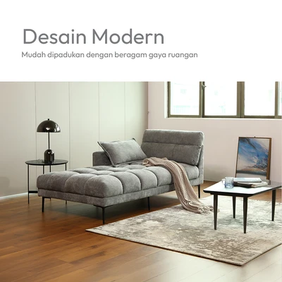 Gambar Nordia Milk Bun Sofa Bed Fabric - Abu-Abu