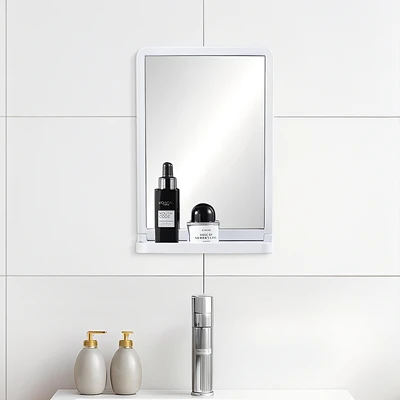 Gambar Fosa Cermin Dinding Kamar Mandi Dengan Rak Plastik 20x30x8.7 cm - Putih