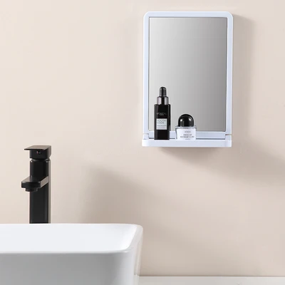 Gambar Fosa Cermin Dinding Kamar Mandi Dengan Rak Plastik 20x30x8.7 cm - Putih