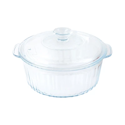 Gambar Appetite Alena Wadah Saji Casserole Kaca Round 2.4 Liter Transparan