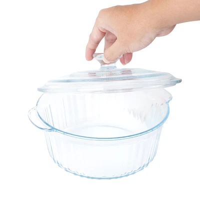 Gambar Appetite Alena Wadah Saji Casserole Kaca Round 2.4 Liter Transparan