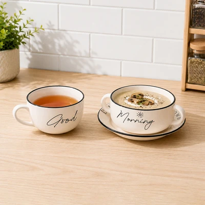 Gambar Appetite Koby Perlengkapan Makan Porcelain Set 3 pcs - Krem/Hitam