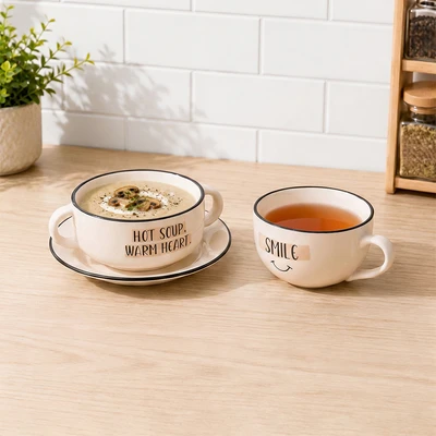 Gambar Appetite Koby Perlengkapan Makan Porcelain Set 3 pcs - Krem/Cokelat