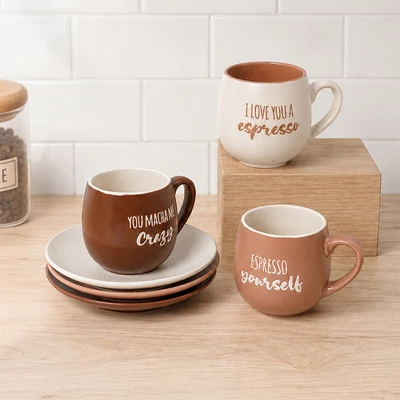 Gambar Appetite Kona Cangkir Porcelain Dengan Saucer 200 ml Set 3 pcs - Mix