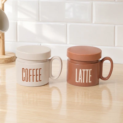 Gambar Appetite Kona Mug Porcelain Dengan Tutup 380 ml Set 2 pcs - Mix