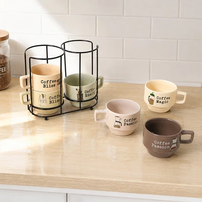 Gambar Appetite Kona Mug Porcelain Dengan Rak 200 ml Set 6 pcs - Mix