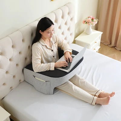 Gambar Sleeplite 65x53x30 cm Bantal Sandaran Baca Multifungsi Memory Foam - Abu-abu/Hitam