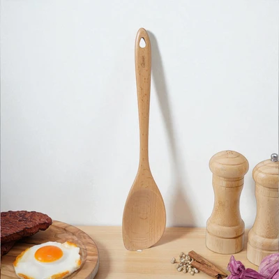 Gambar Culinart Sendok Masak Kayu Beech 33 cm - Cokelat Muda