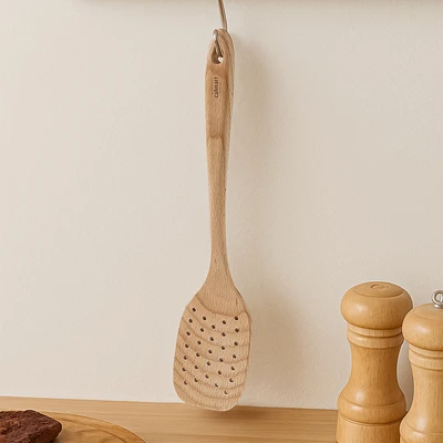 Gambar Culinart Spatula Slotted Kayu Beech 33 cm - Cokelat Muda