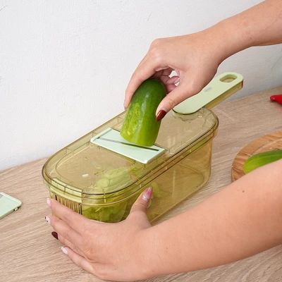Gambar Culinart Parutan 6 Pisau Dengan Wadah 12 cm - Hijau