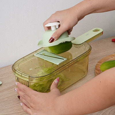 Gambar Culinart Parutan 6 Pisau Dengan Wadah 12 cm - Hijau