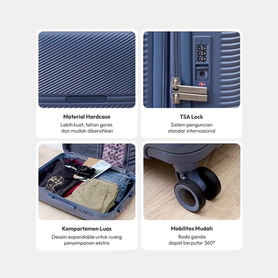 Gambar Luggo Avaluna Koper PC TSA Lock Expandable 20 Inch - Biru