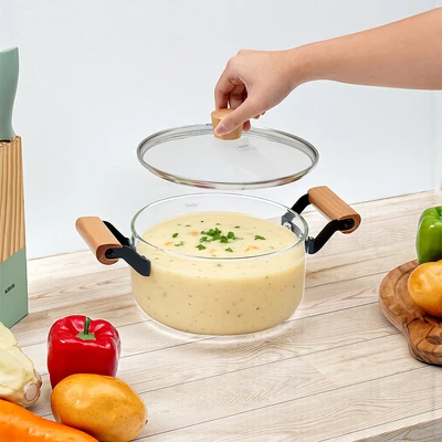 Gambar Culinart Panci Kaca Borosilika 20 cm Transparan